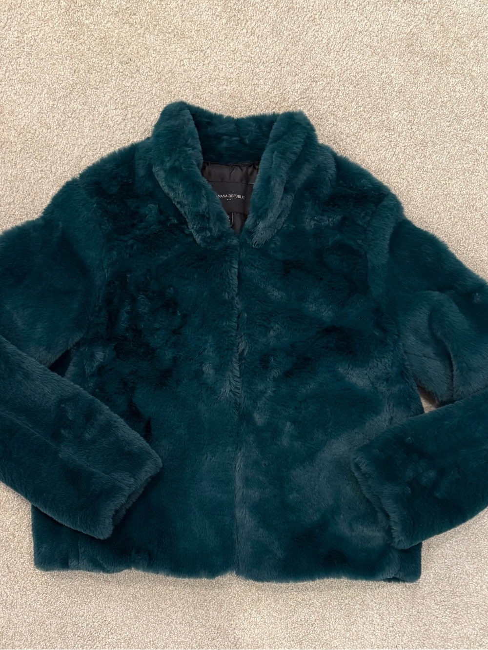 Banana Republic Teal Faux-Fur Jacket